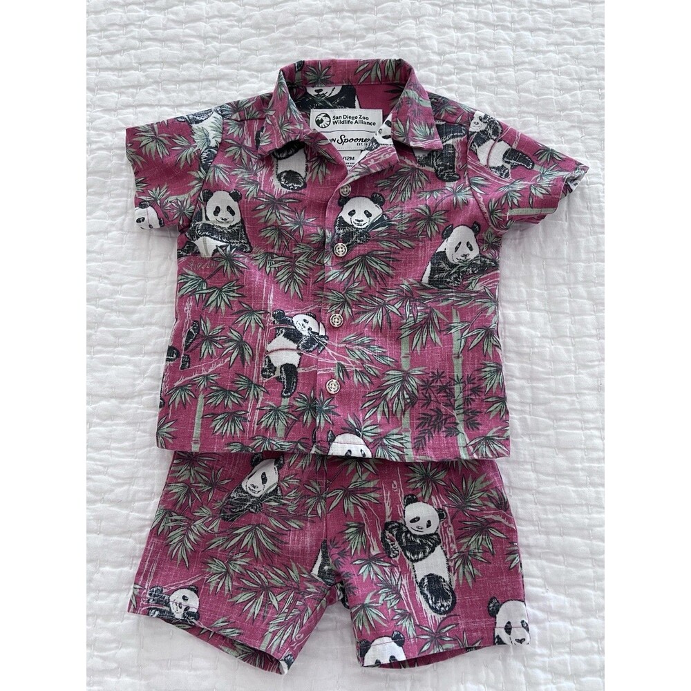 Reyn Spooner Aloha Pandas San Diego Zoo Wildlife Baby Short Set Size 6-12 Months
